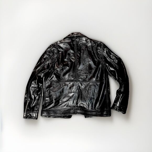 Obey Worldwide Leather Moto Jacket M Shepard Fairey Inner Art Black Biker Rare - Picture 9 of 11